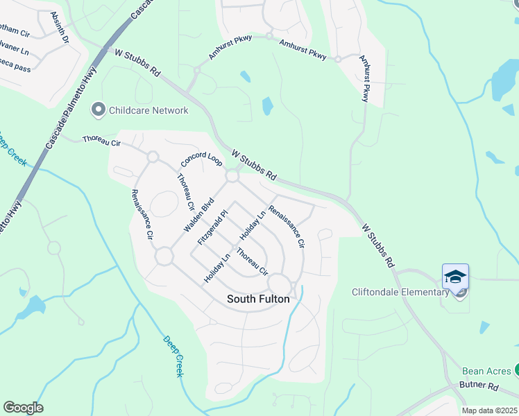 map of restaurants, bars, coffee shops, grocery stores, and more near 3735 Holiday Lane in Atlanta