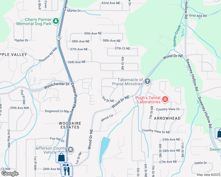 map of restaurants, bars, coffee shops, grocery stores, and more near 318 33rd Avenue Northeast in Center Point