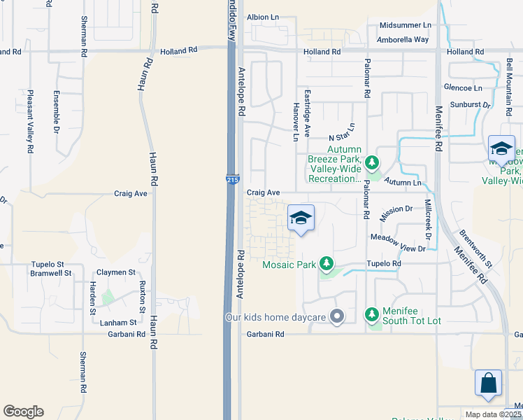 map of restaurants, bars, coffee shops, grocery stores, and more near 31543 Willowood Way in Menifee