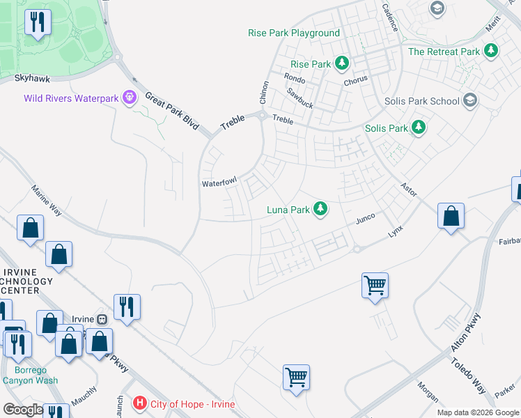 map of restaurants, bars, coffee shops, grocery stores, and more near 828 Sonia in Irvine
