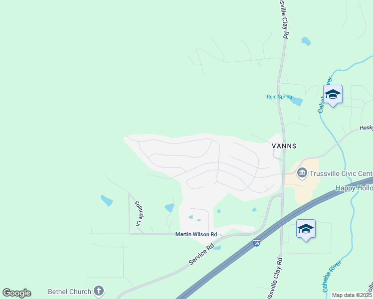 map of restaurants, bars, coffee shops, grocery stores, and more near 5972 Mountain View Trace in Trussville