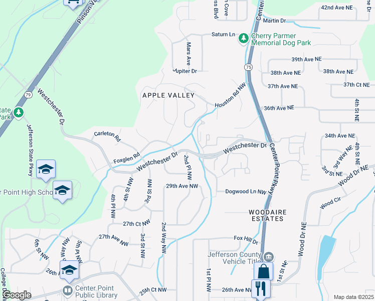 map of restaurants, bars, coffee shops, grocery stores, and more near 207 Westchester Drive in Birmingham