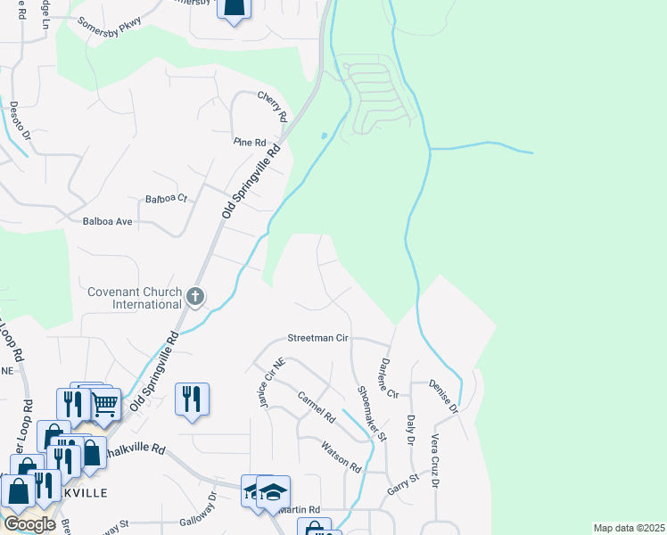 map of restaurants, bars, coffee shops, grocery stores, and more near 2805 Martin Street in Birmingham