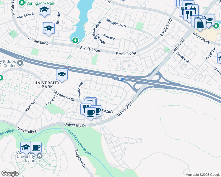 map of restaurants, bars, coffee shops, grocery stores, and more near 8 Dogwood South in Irvine