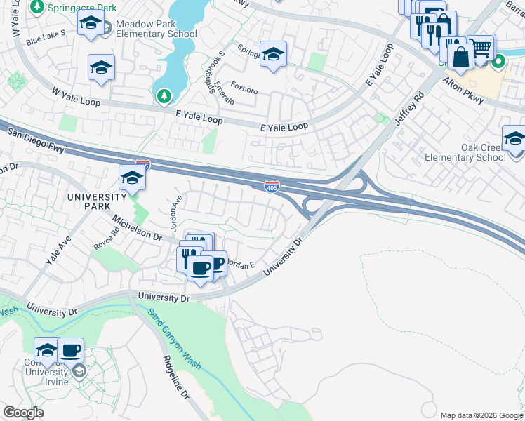 map of restaurants, bars, coffee shops, grocery stores, and more near 4 Camphor South in Irvine