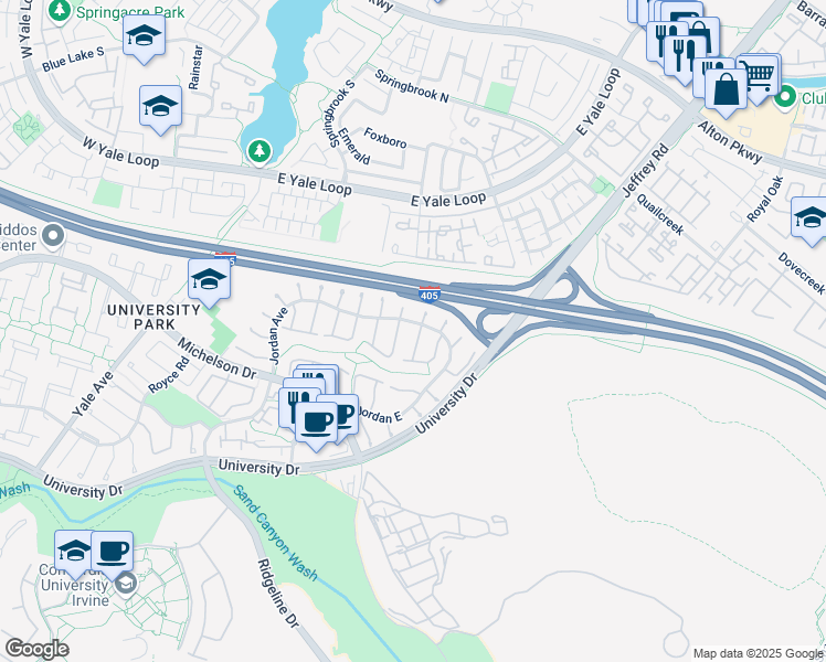 map of restaurants, bars, coffee shops, grocery stores, and more near 4 Camphor South in Irvine