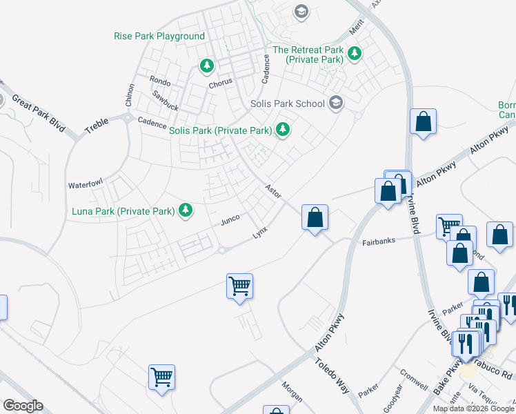map of restaurants, bars, coffee shops, grocery stores, and more near 204 Knot in Irvine