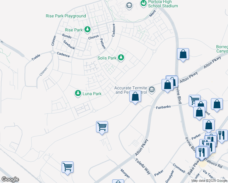 map of restaurants, bars, coffee shops, grocery stores, and more near 171 Billings in Irvine