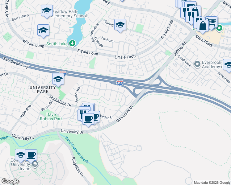 map of restaurants, bars, coffee shops, grocery stores, and more near 2 Dogwood North in Irvine