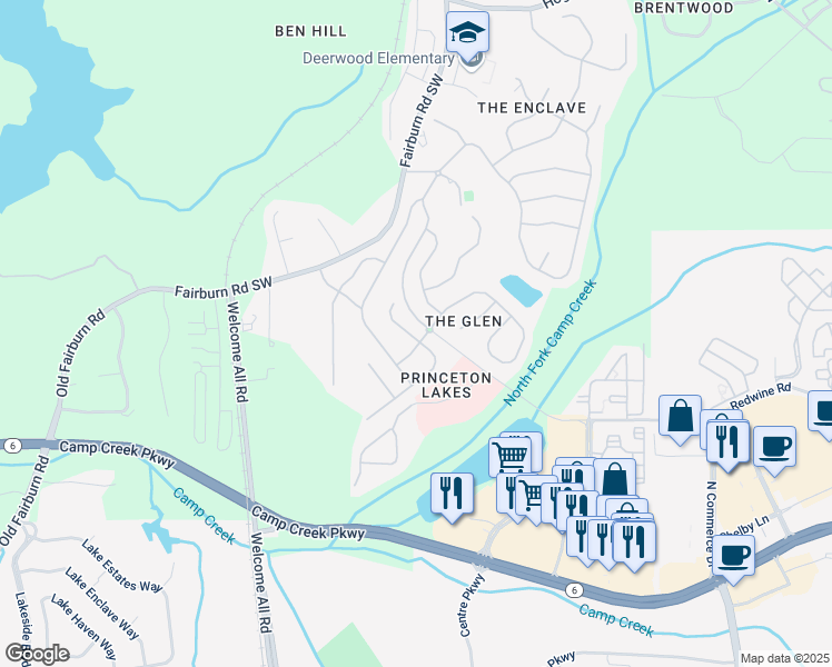 map of restaurants, bars, coffee shops, grocery stores, and more near 3226 Wellington Walk Southwest in Atlanta