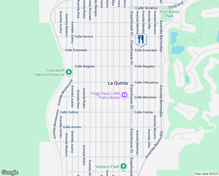 map of restaurants, bars, coffee shops, grocery stores, and more near 53110 Avenue Ramirez in La Quinta