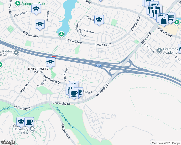 map of restaurants, bars, coffee shops, grocery stores, and more near 4 Dogwood South in Irvine