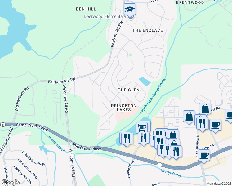 map of restaurants, bars, coffee shops, grocery stores, and more near 3226 Wellington Walk Southwest in Atlanta