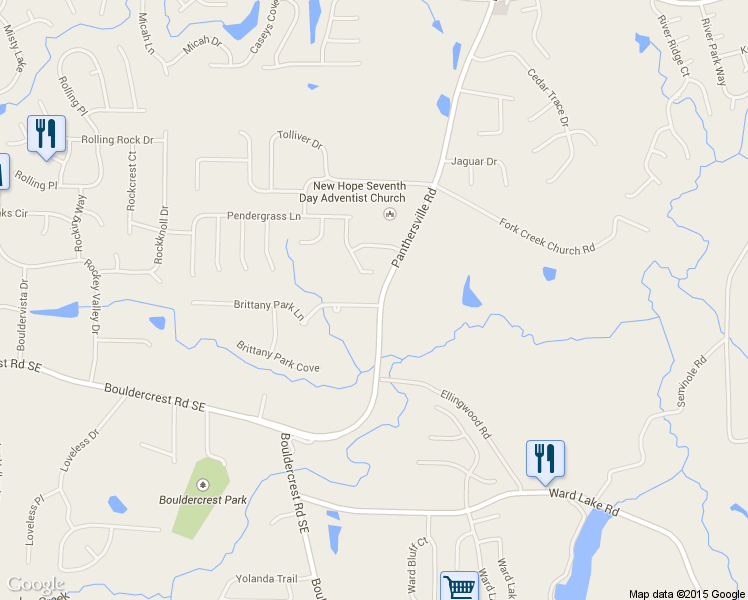 map of restaurants, bars, coffee shops, grocery stores, and more near 2644 Brittany Park Ln in Ellenwood
