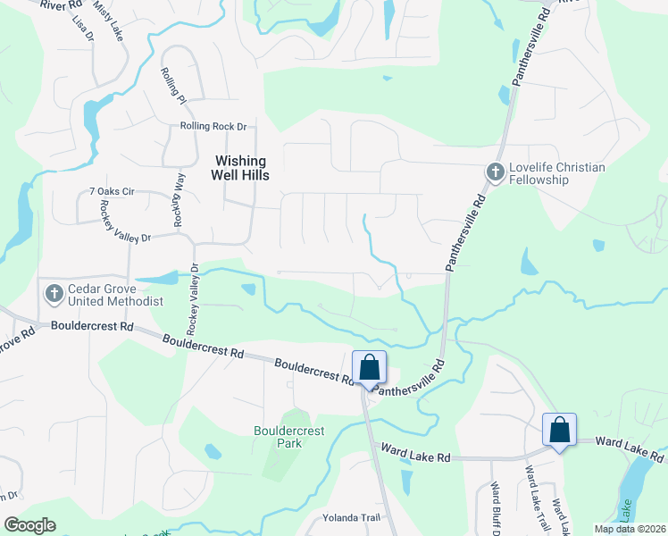 map of restaurants, bars, coffee shops, grocery stores, and more near 2530 Brittany Park Lane in Ellenwood