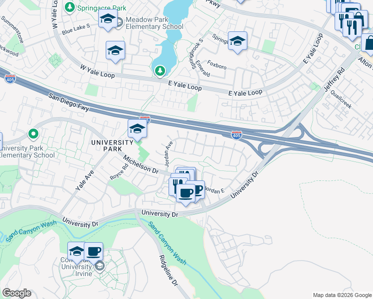 map of restaurants, bars, coffee shops, grocery stores, and more near 17292 Candleberry in Irvine