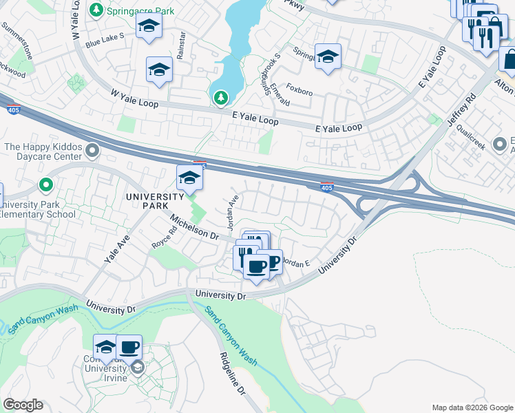 map of restaurants, bars, coffee shops, grocery stores, and more near 17292 Candleberry in Irvine