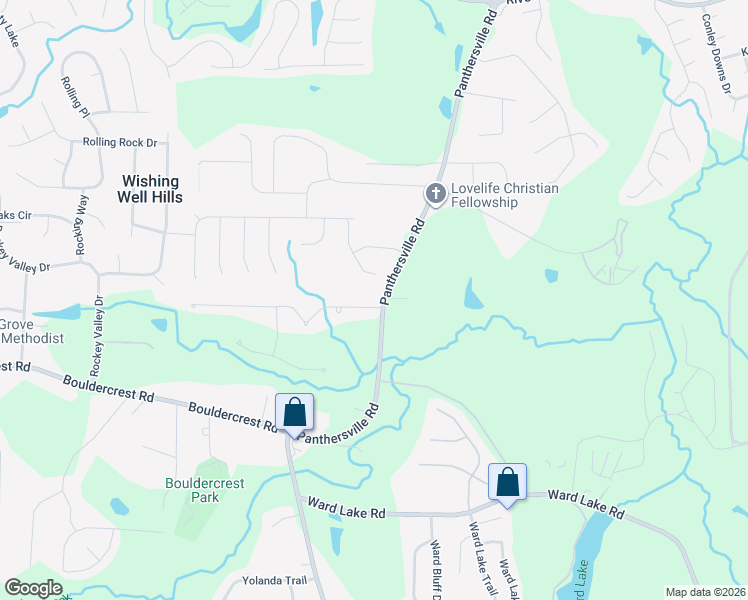 map of restaurants, bars, coffee shops, grocery stores, and more near 2644 Brittany Park Lane in Ellenwood