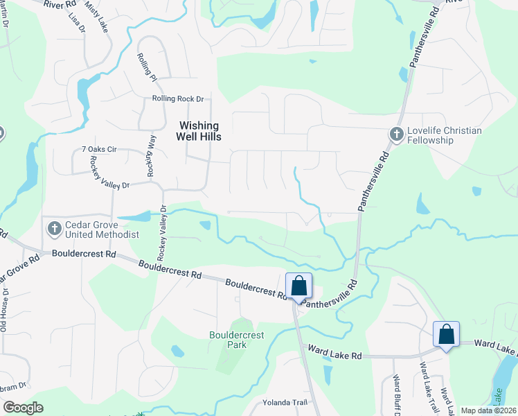 map of restaurants, bars, coffee shops, grocery stores, and more near 2512 Brittany Park Lane in Ellenwood