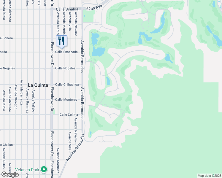map of restaurants, bars, coffee shops, grocery stores, and more near 53000 La Trobe Lane in La Quinta