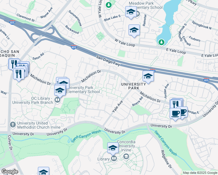 map of restaurants, bars, coffee shops, grocery stores, and more near 62 Sequoia Tree Lane in Irvine