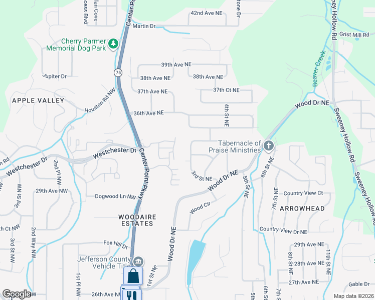 map of restaurants, bars, coffee shops, grocery stores, and more near 302 33rd Avenue Northeast in Center Point