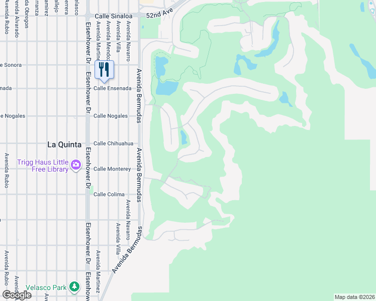 map of restaurants, bars, coffee shops, grocery stores, and more near 53000 La Trobe Lane in La Quinta