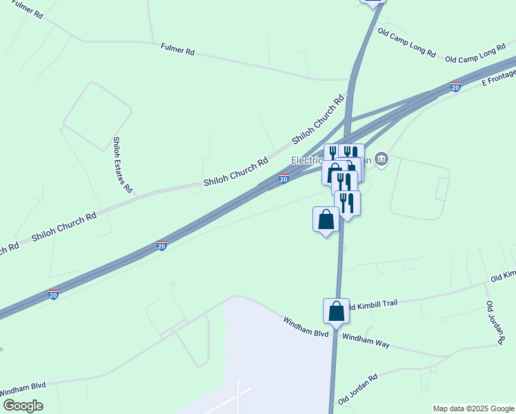map of restaurants, bars, coffee shops, grocery stores, and more near 153 West Frontage Road in Aiken