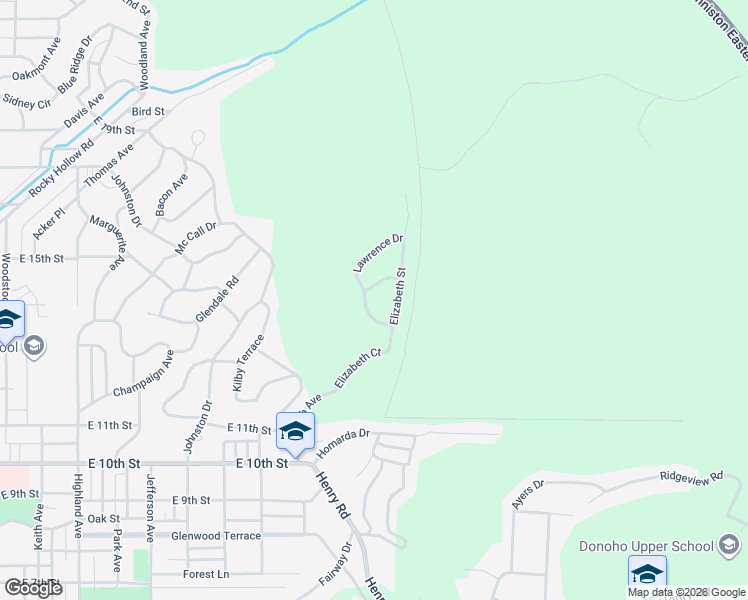 map of restaurants, bars, coffee shops, grocery stores, and more near 1330 Ridgely Drive in Anniston