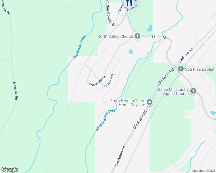 map of restaurants, bars, coffee shops, grocery stores, and more near 1055 Clover Street in Odenville