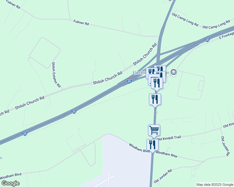 map of restaurants, bars, coffee shops, grocery stores, and more near 153 West Frontage Road in Aiken