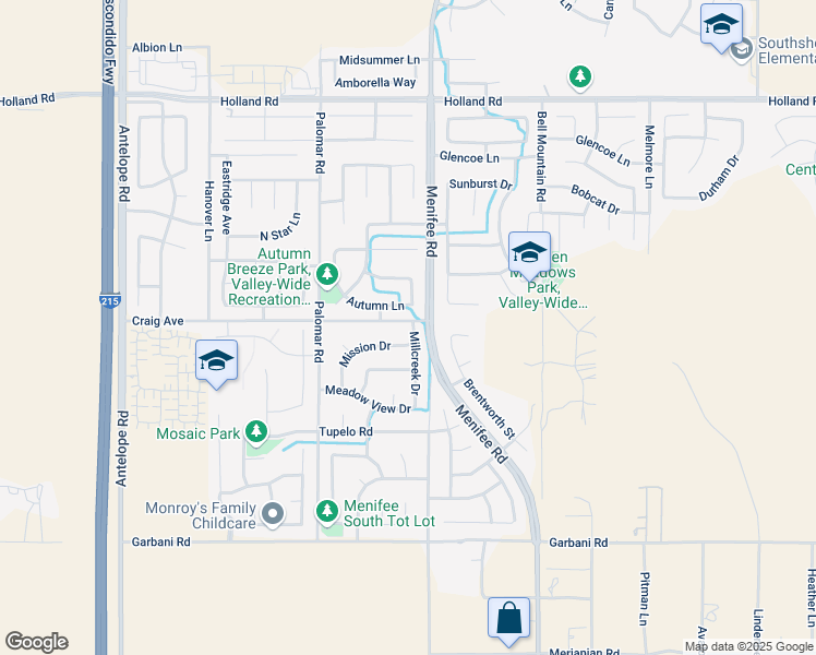 map of restaurants, bars, coffee shops, grocery stores, and more near 28717 Craig Avenue in Menifee