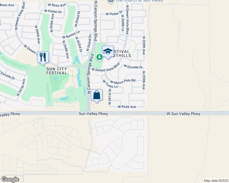 map of restaurants, bars, coffee shops, grocery stores, and more near 26086 West Sequoia Drive in Buckeye