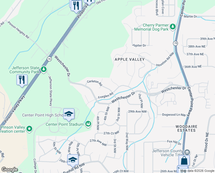 map of restaurants, bars, coffee shops, grocery stores, and more near 3013 Carleton Road in Birmingham