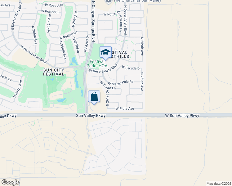 map of restaurants, bars, coffee shops, grocery stores, and more near 26086 West Sequoia Drive in Buckeye