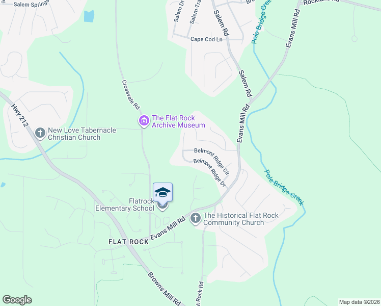 map of restaurants, bars, coffee shops, grocery stores, and more near Belmont Ridge in Stonecrest