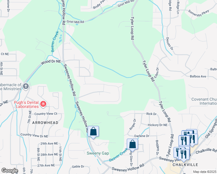 map of restaurants, bars, coffee shops, grocery stores, and more near 4550 Winchester Hills Way in Birmingham