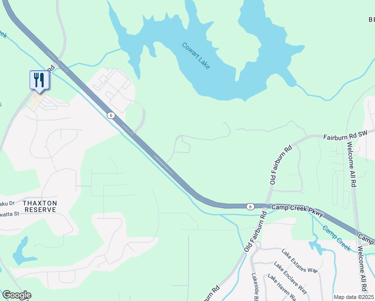map of restaurants, bars, coffee shops, grocery stores, and more near 4405 Camp Creek Parkway in Atlanta