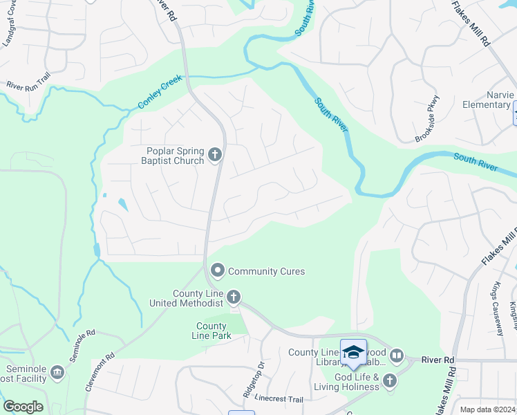 map of restaurants, bars, coffee shops, grocery stores, and more near 3569 Cameron Hills Place in Ellenwood