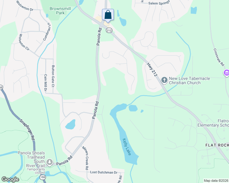 map of restaurants, bars, coffee shops, grocery stores, and more near 4086 Panola Road in Stonecrest