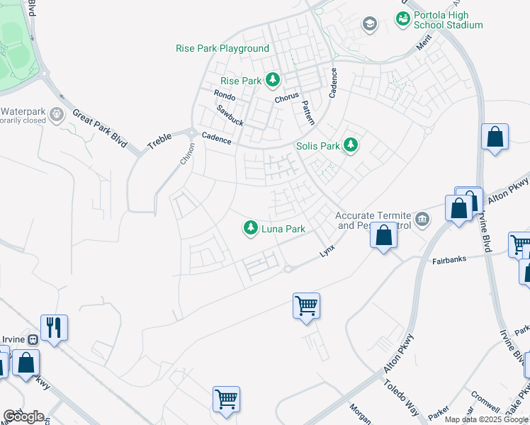 map of restaurants, bars, coffee shops, grocery stores, and more near 187 Junco in Irvine