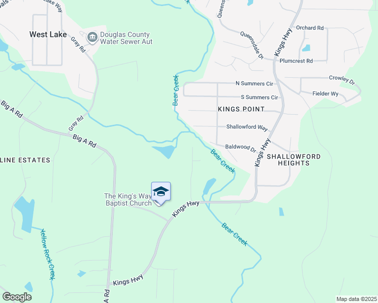 map of restaurants, bars, coffee shops, grocery stores, and more near 5231 Caitlin Lane in Douglasville