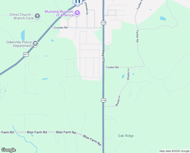 map of restaurants, bars, coffee shops, grocery stores, and more near 1005 Hawthorn Lane in Odenville
