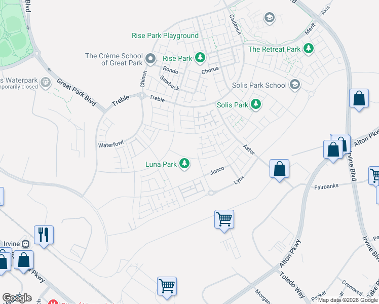 map of restaurants, bars, coffee shops, grocery stores, and more near 209 Junco in Irvine