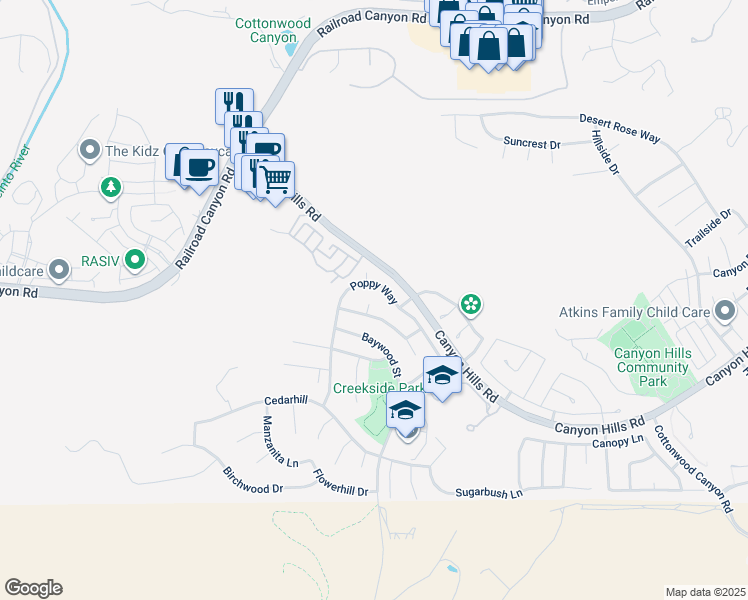 map of restaurants, bars, coffee shops, grocery stores, and more near 32048 Freesia Court in Lake Elsinore