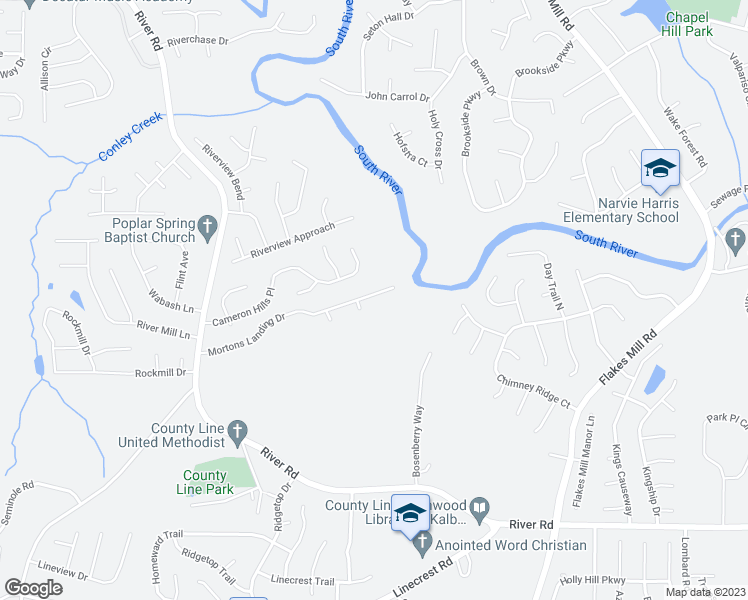 map of restaurants, bars, coffee shops, grocery stores, and more near 3667 Mortons Landing Drive in Ellenwood