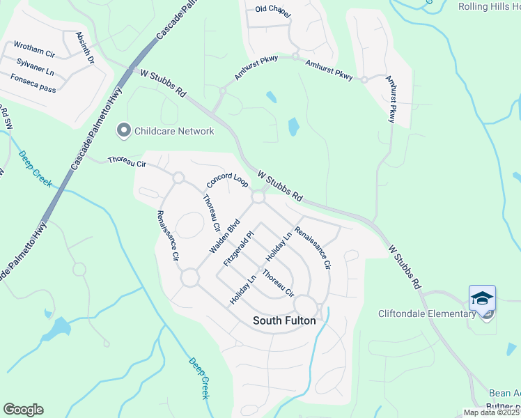 map of restaurants, bars, coffee shops, grocery stores, and more near 3300 Renaissance Circle in Atlanta