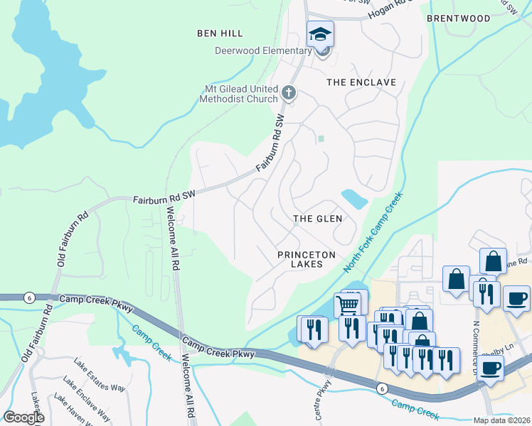 map of restaurants, bars, coffee shops, grocery stores, and more near 3209 Wellington Walk Southwest in Atlanta