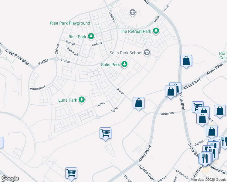 map of restaurants, bars, coffee shops, grocery stores, and more near 140 Seep in Irvine