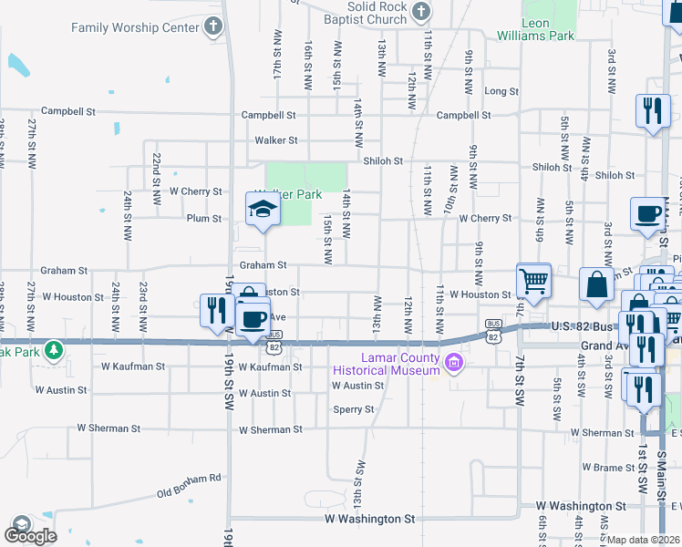 map of restaurants, bars, coffee shops, grocery stores, and more near 1364 West Houston Street in Paris